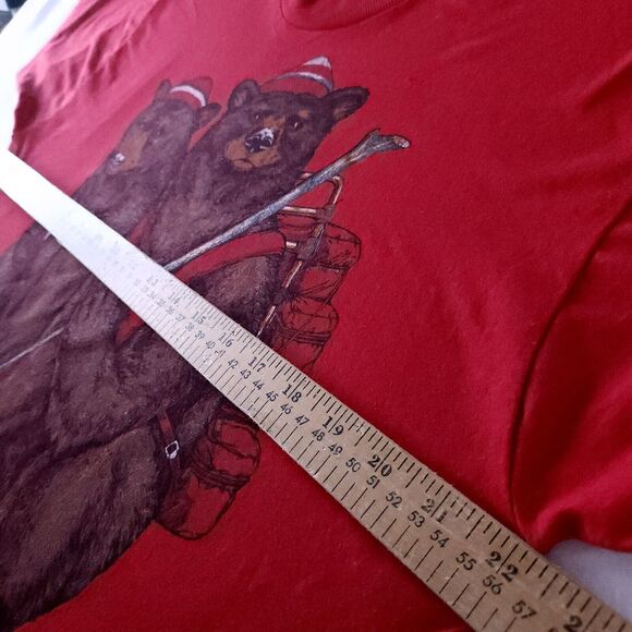 Vintage Shirt XL Unisex Screen Stars 1986 Red Montana Camping Bears T-shirt - Picture 3 of 10